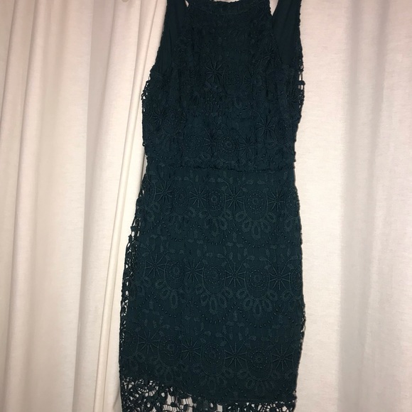 Hollister Teal High Neck Lace Bodycon Dress - Picture 2 of 4